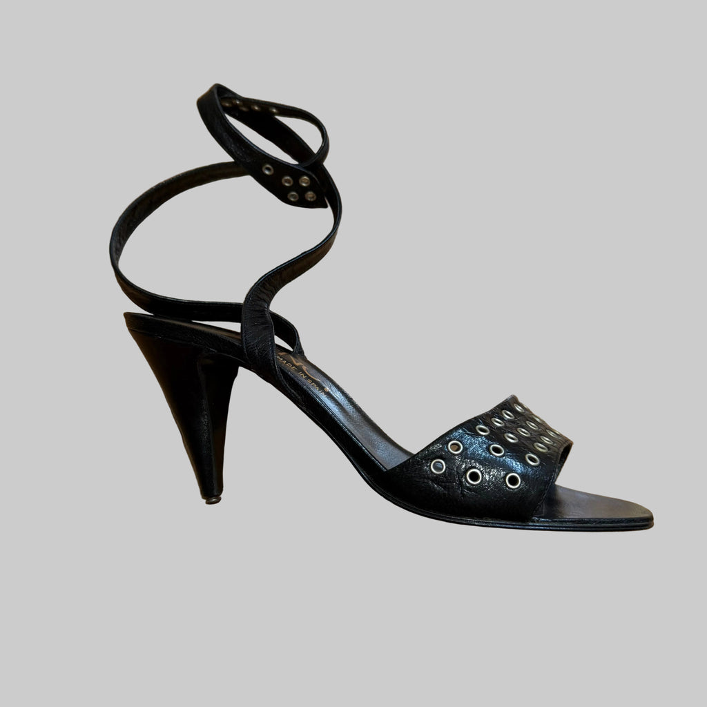 Regency | Black Leather Cone Heels