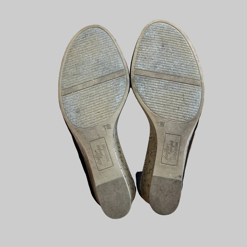 DexFlex Comfort | Black Peep Toe Wedge Heels