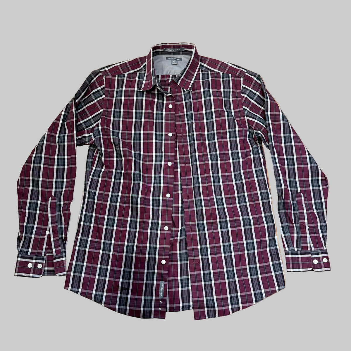 Eddie Bauer | Wrinkle Free Classic Fit Red & Black Plaid Shirt