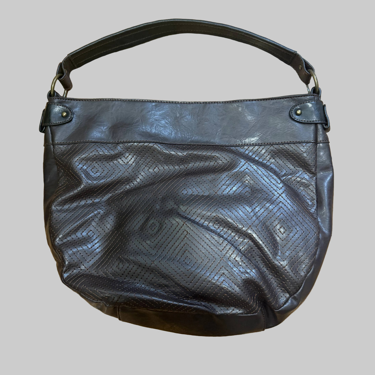 Liz & Co. | Brown Stitched Leather Shoulder Bag