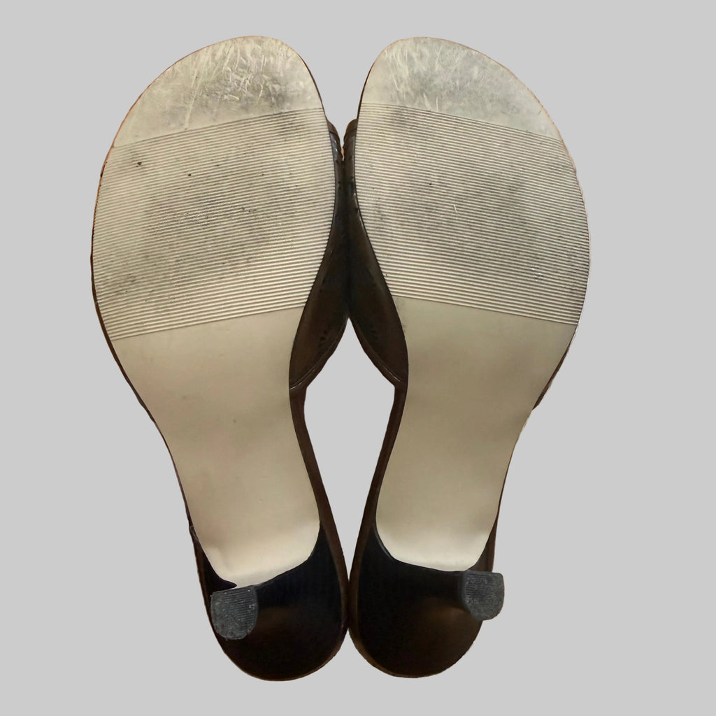 Jasmin | Brown Faux Leather Kitten Heel Slides