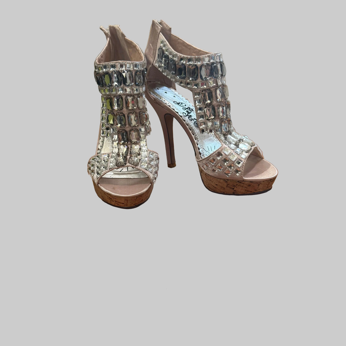 Naughty Monkey | Hot Tequila Platform Heels with Crystal Embellishment