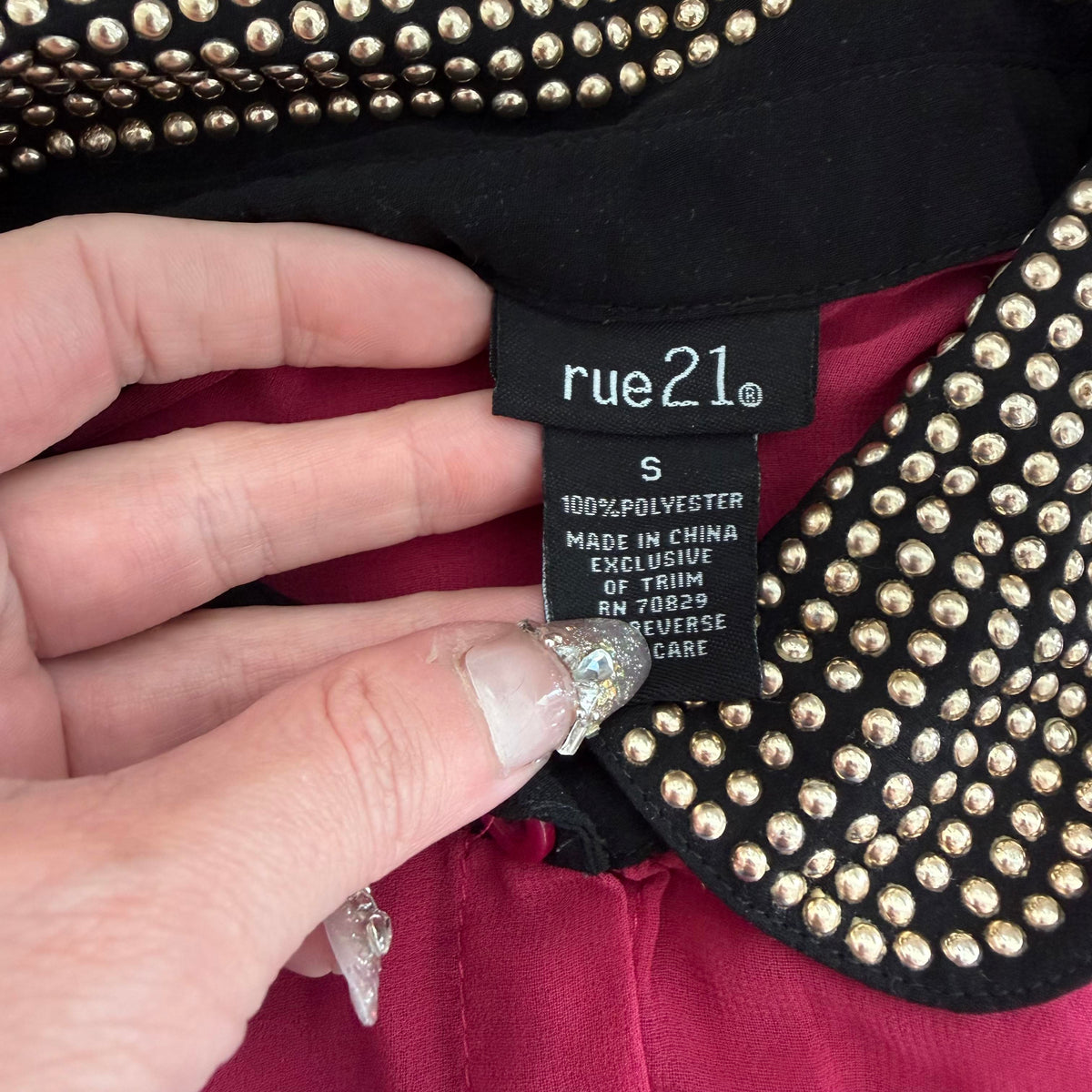 rue 21 | Y2K Pink Studded Sheer Blouse