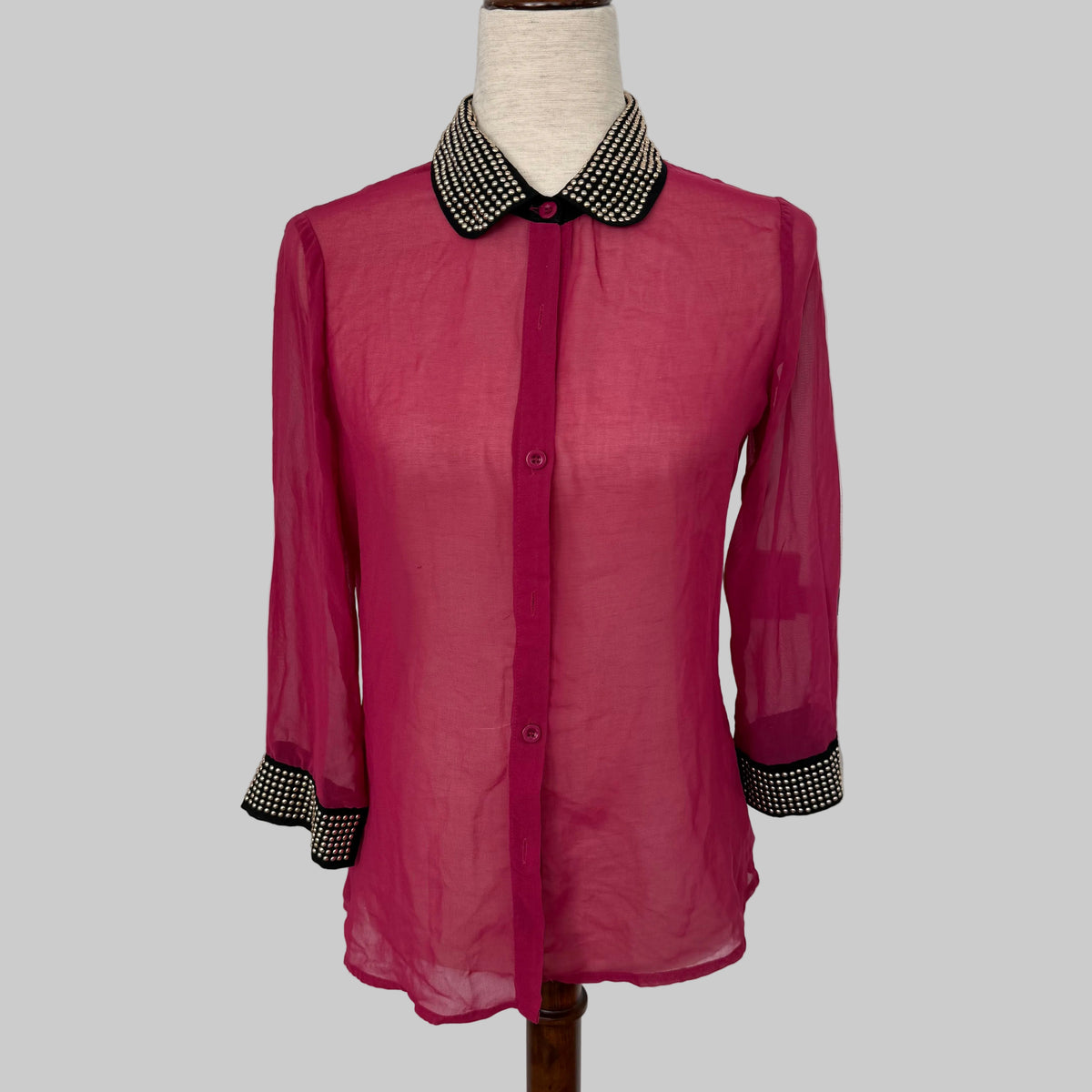rue 21 | Y2K Pink Studded Sheer Blouse