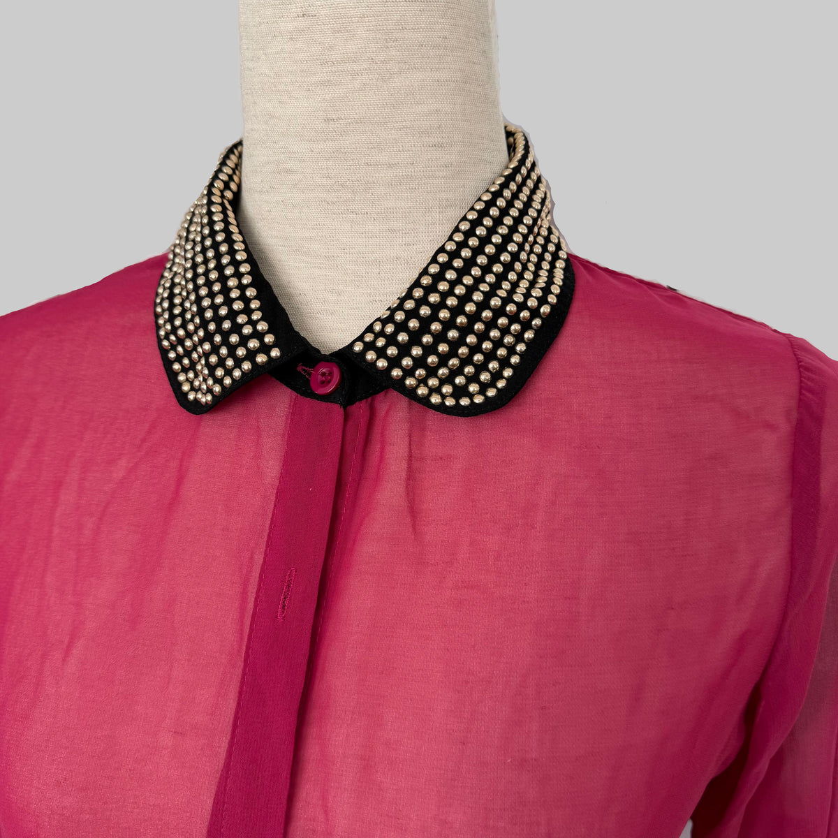 rue 21 | Y2K Pink Studded Sheer Blouse