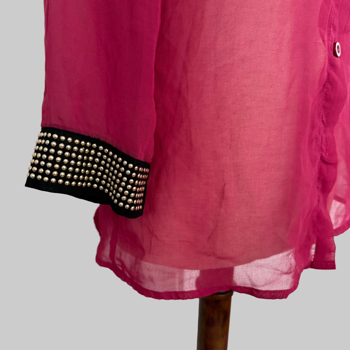 rue 21 | Y2K Pink Studded Sheer Blouse