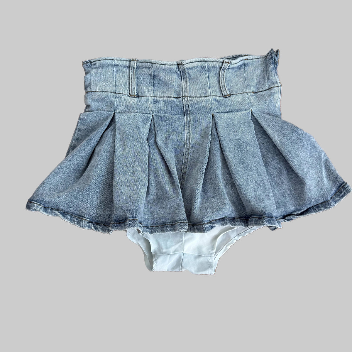 Fourteen Twelve | Denim Micro Mini Skirt w/ Built-In Cheeky Shorts