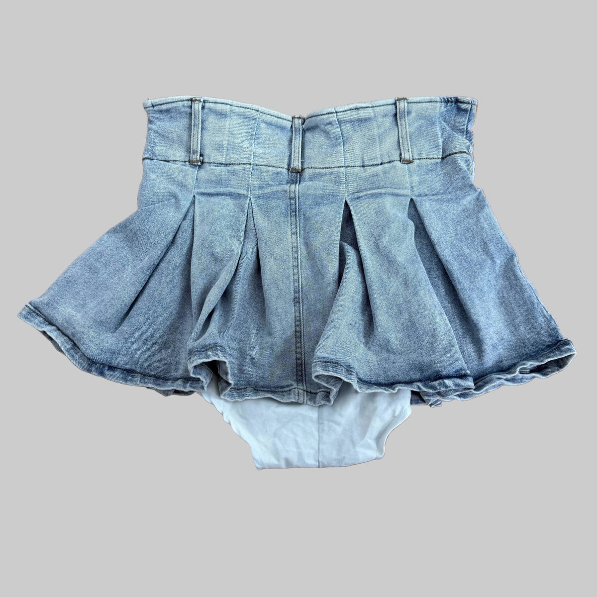 Fourteen Twelve | Denim Micro Mini Skirt w/ Built-In Cheeky Shorts
