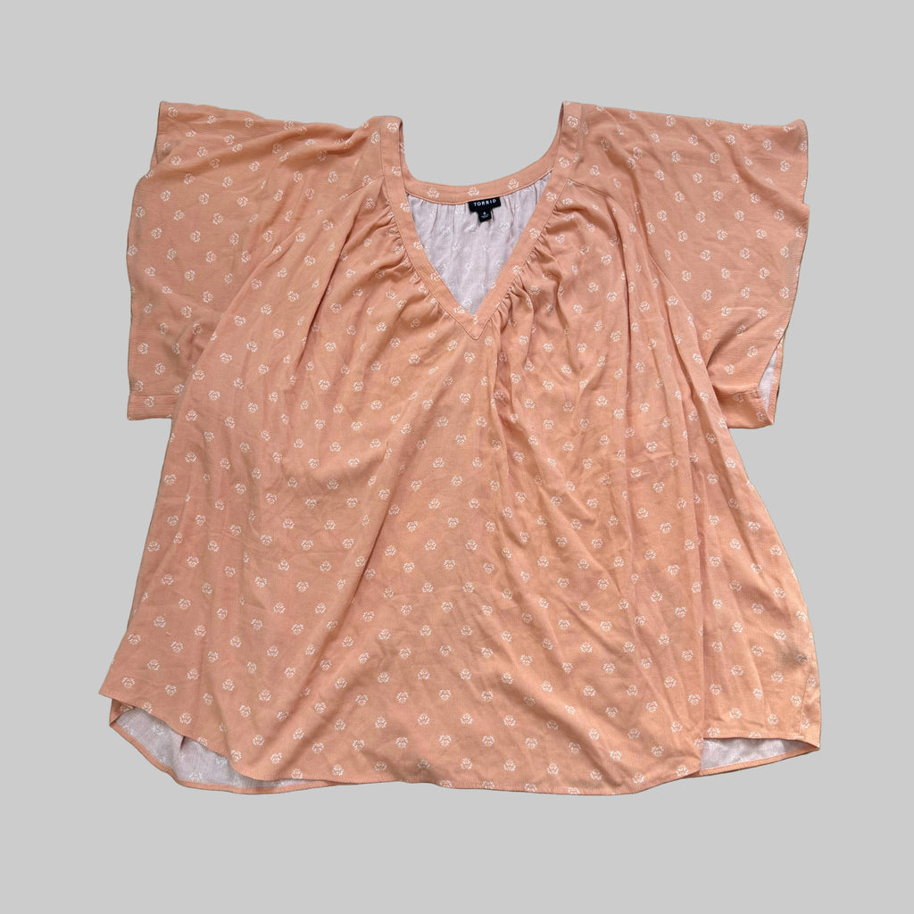 Torrid | Peach Flutter Sleeve Blouse