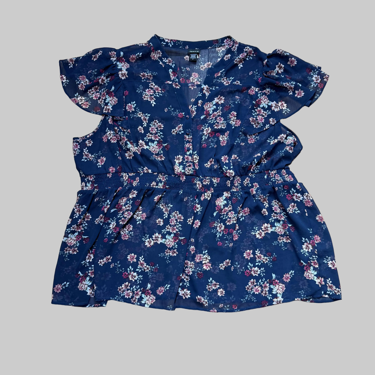 Torrid | Sheer Blue Floral Ruffled Blouse