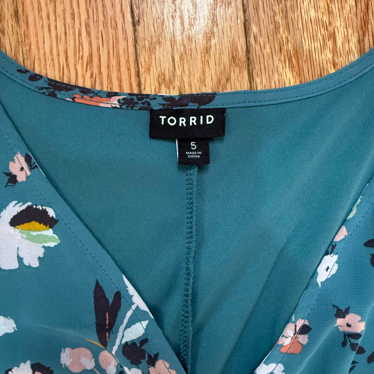 Torrid | Teal Blue Floral Faux Wrap Dress