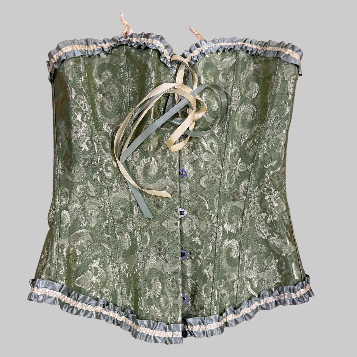 Szivyshi | Green Filigree Brocade Lace Up Corset