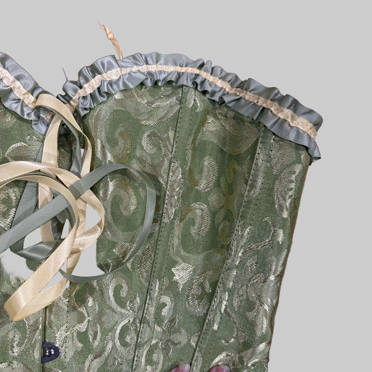 Szivyshi | Green Filigree Brocade Lace Up Corset