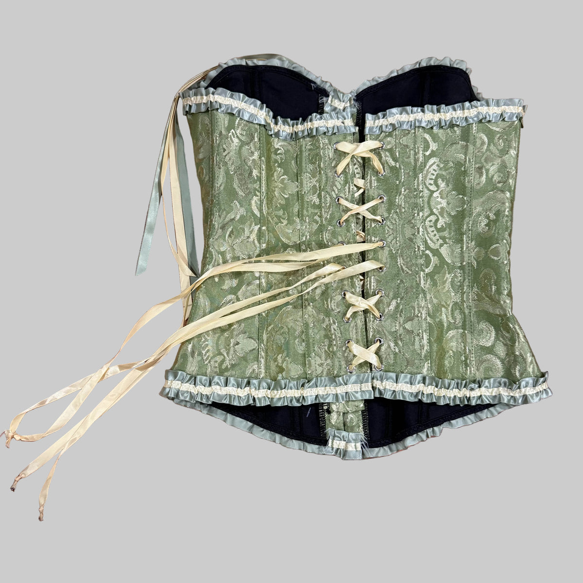 Szivyshi | Green Filigree Brocade Lace Up Corset