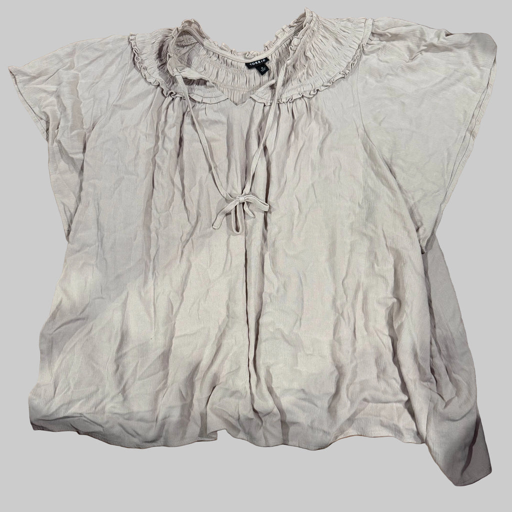Torrid | Beige Short Sleeve Ruffled Top