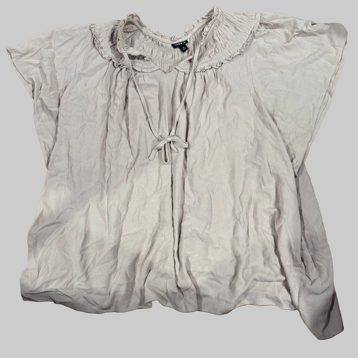 Torrid | Beige Short Sleeve Ruffled Top