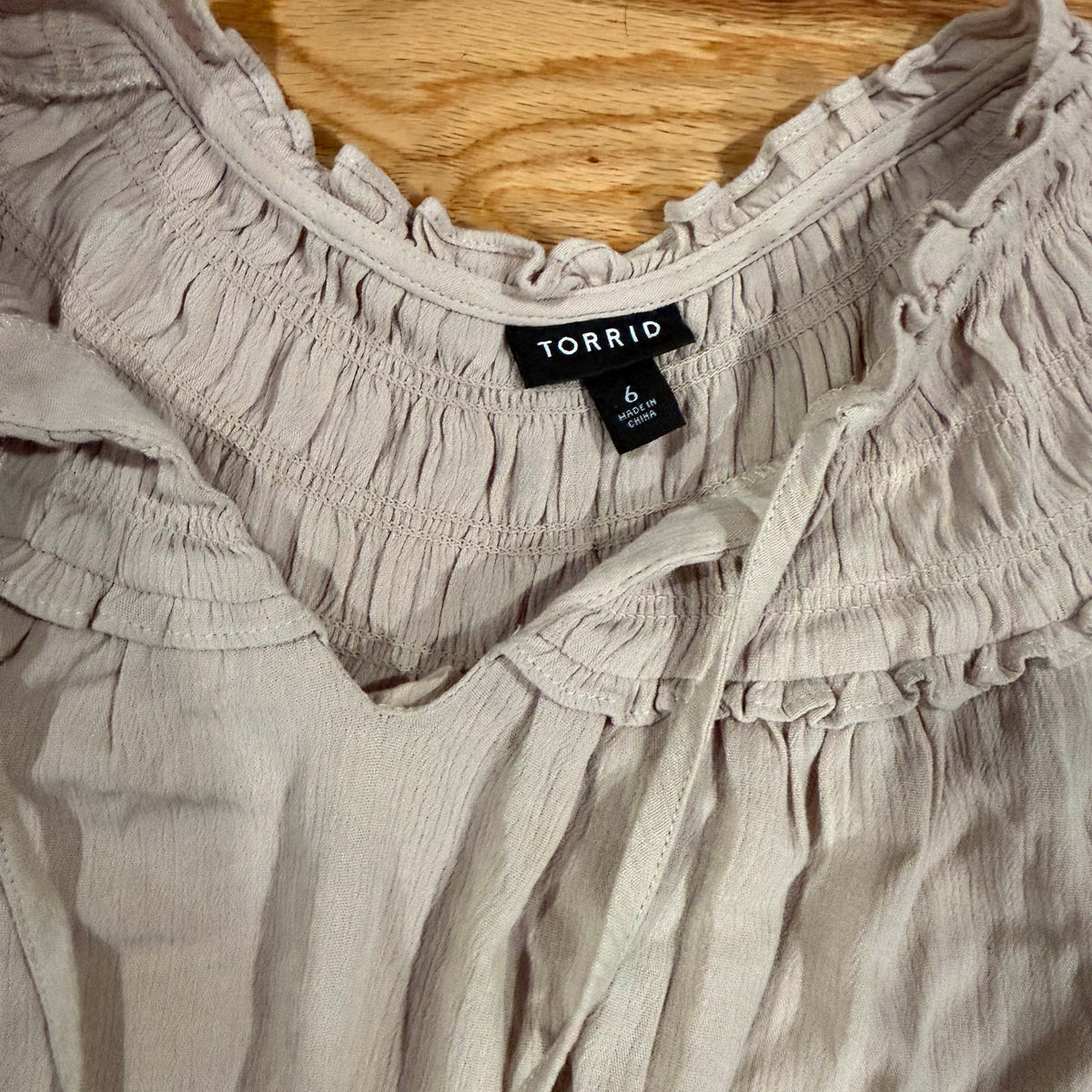 Torrid | Beige Short Sleeve Ruffled Top