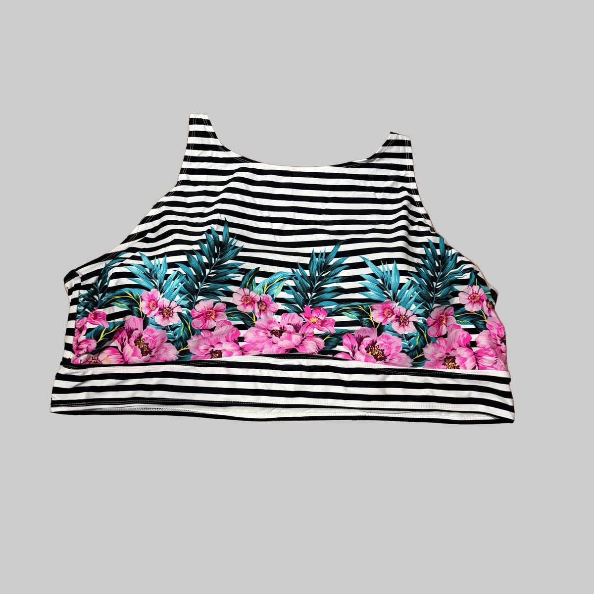 Torrid | Black & White Striped Swim Top