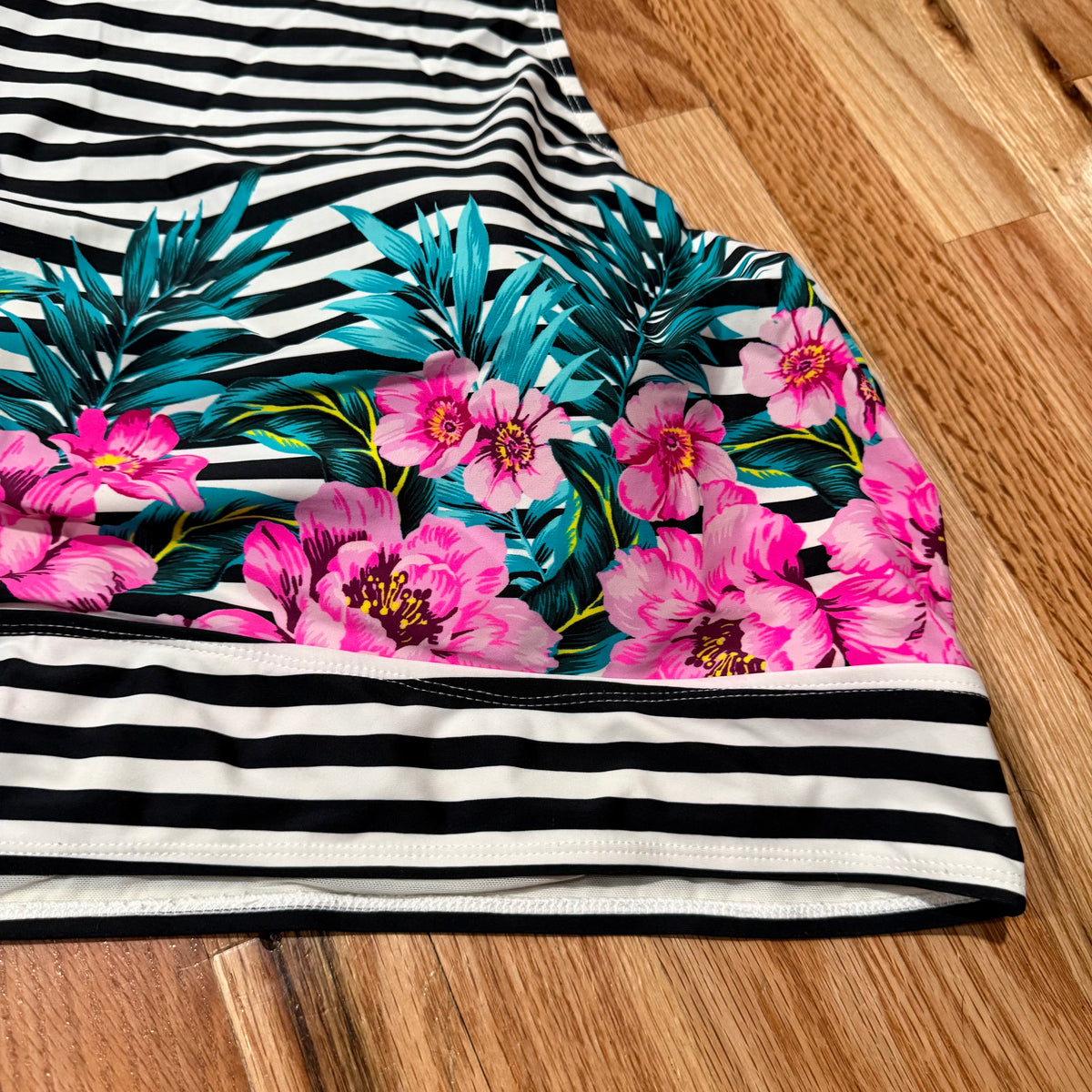 Torrid | Black & White Striped Swim Top