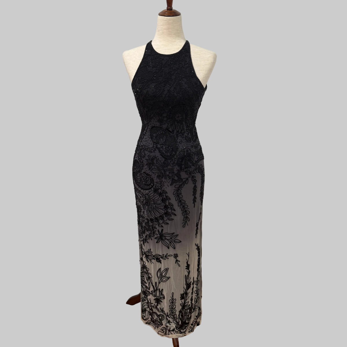White House Black Market | Black Ombre Silk Beaded Dress
