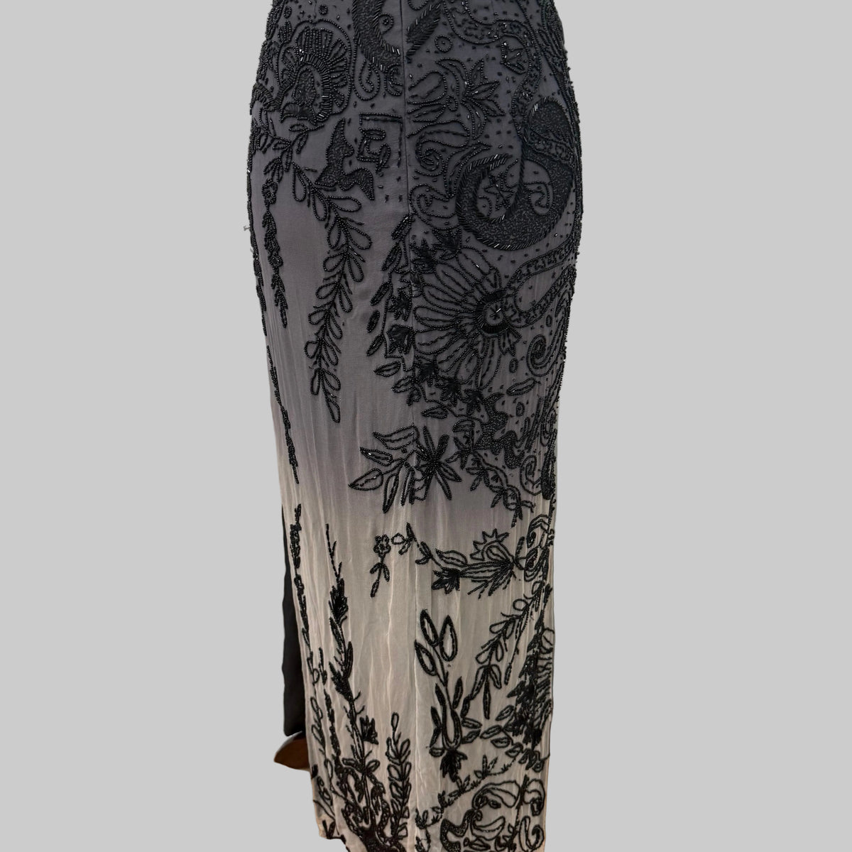 White House Black Market | Black Ombre Silk Beaded Dress