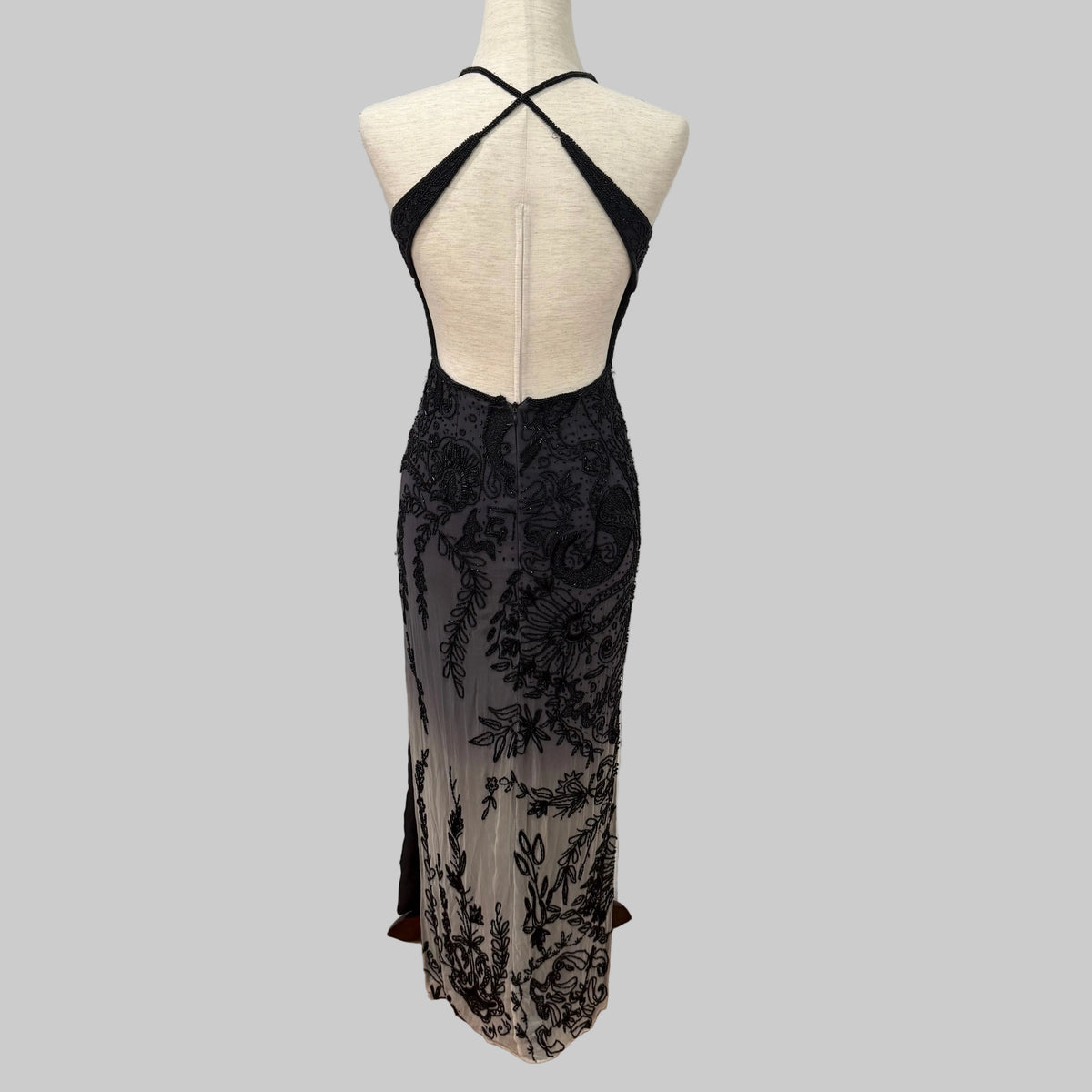 White House Black Market | Black Ombre Silk Beaded Dress