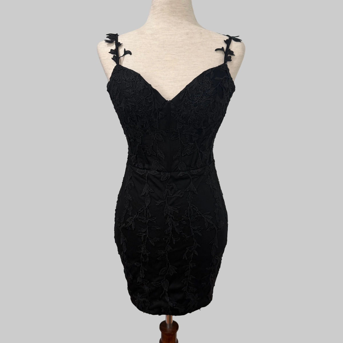 Black Lace Corseted Mini Dress