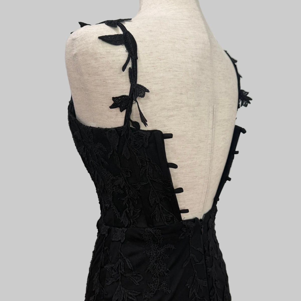 Black Lace Corseted Mini Dress