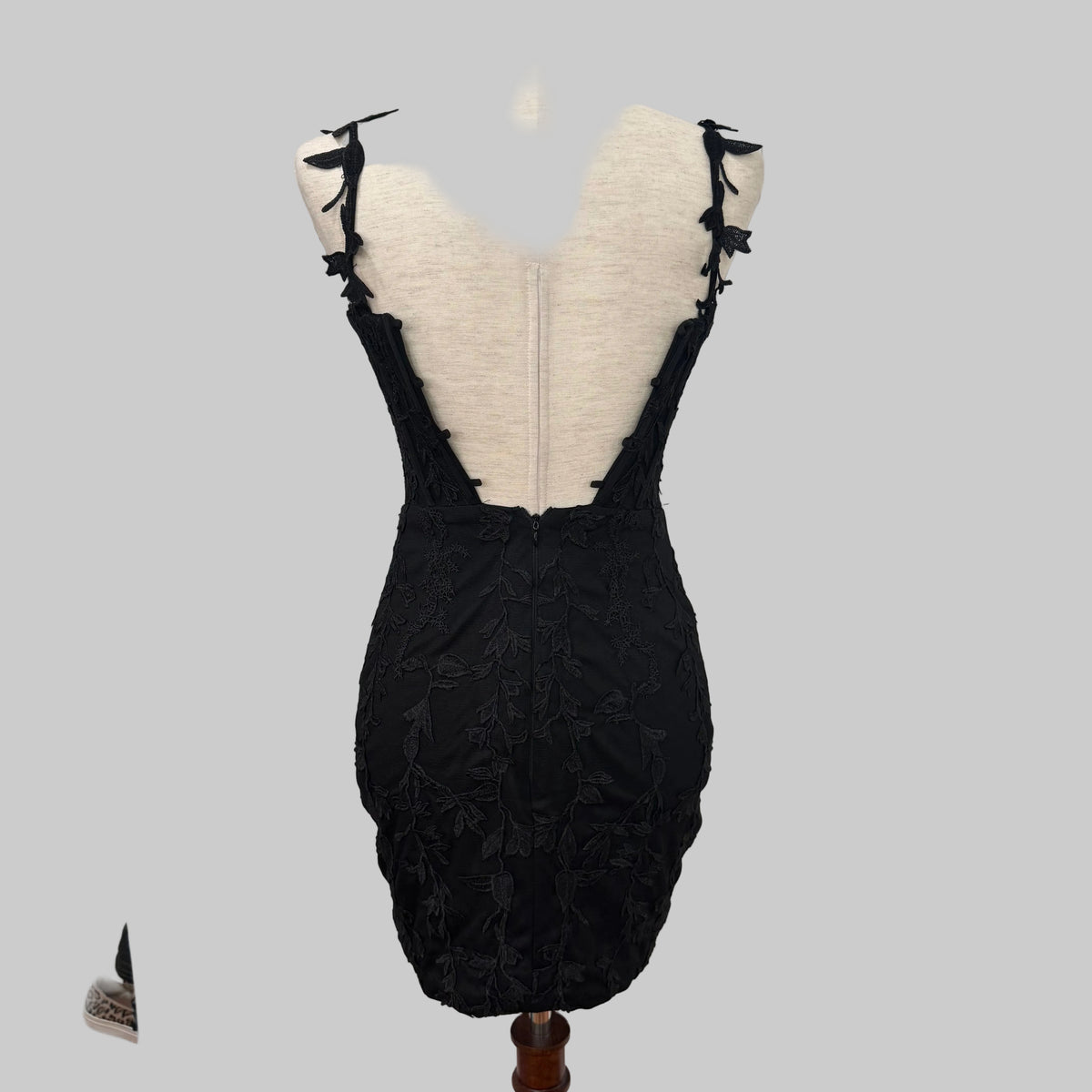 Black Lace Corseted Mini Dress