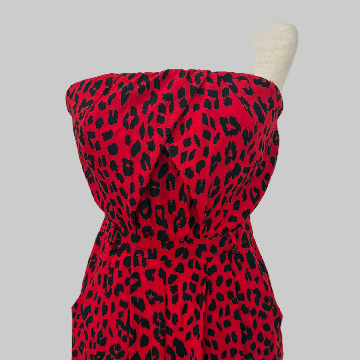 charlotte russe | Red Leopard Strapless Jumpsuit