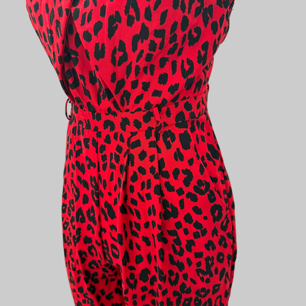 charlotte russe | Red Leopard Strapless Jumpsuit