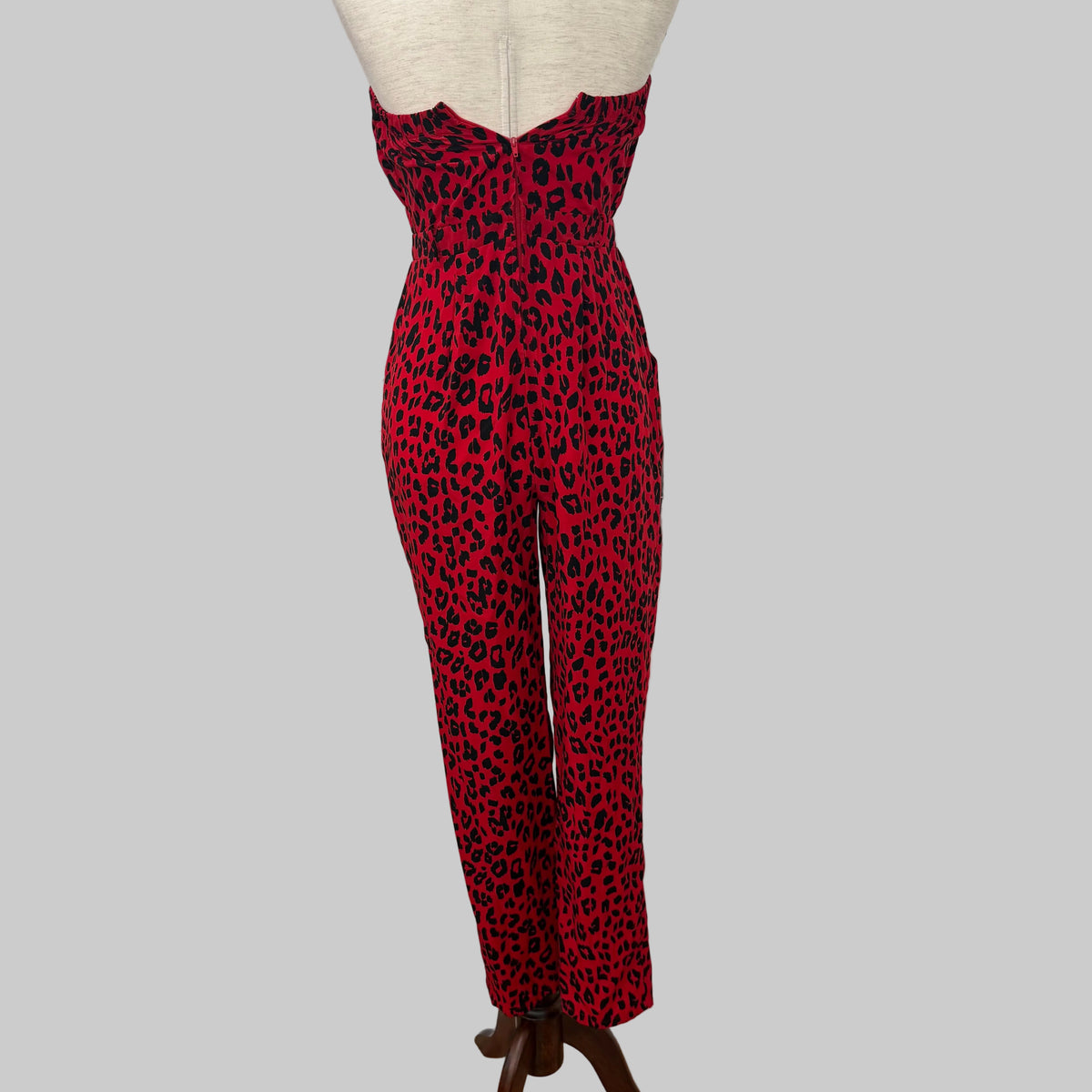 charlotte russe | Red Leopard Strapless Jumpsuit