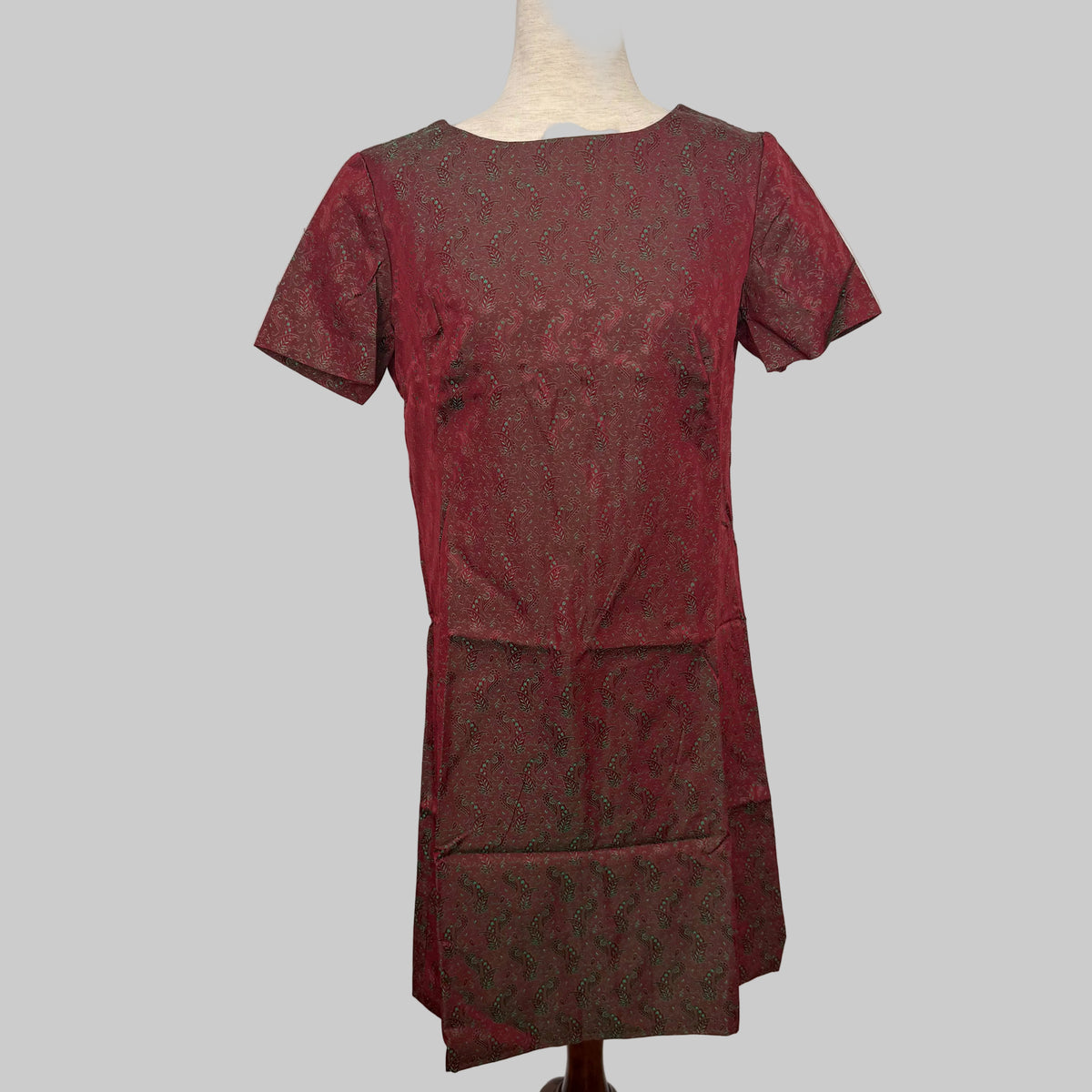 Handmade Red and Green Iridescent Sheath Fit Dress