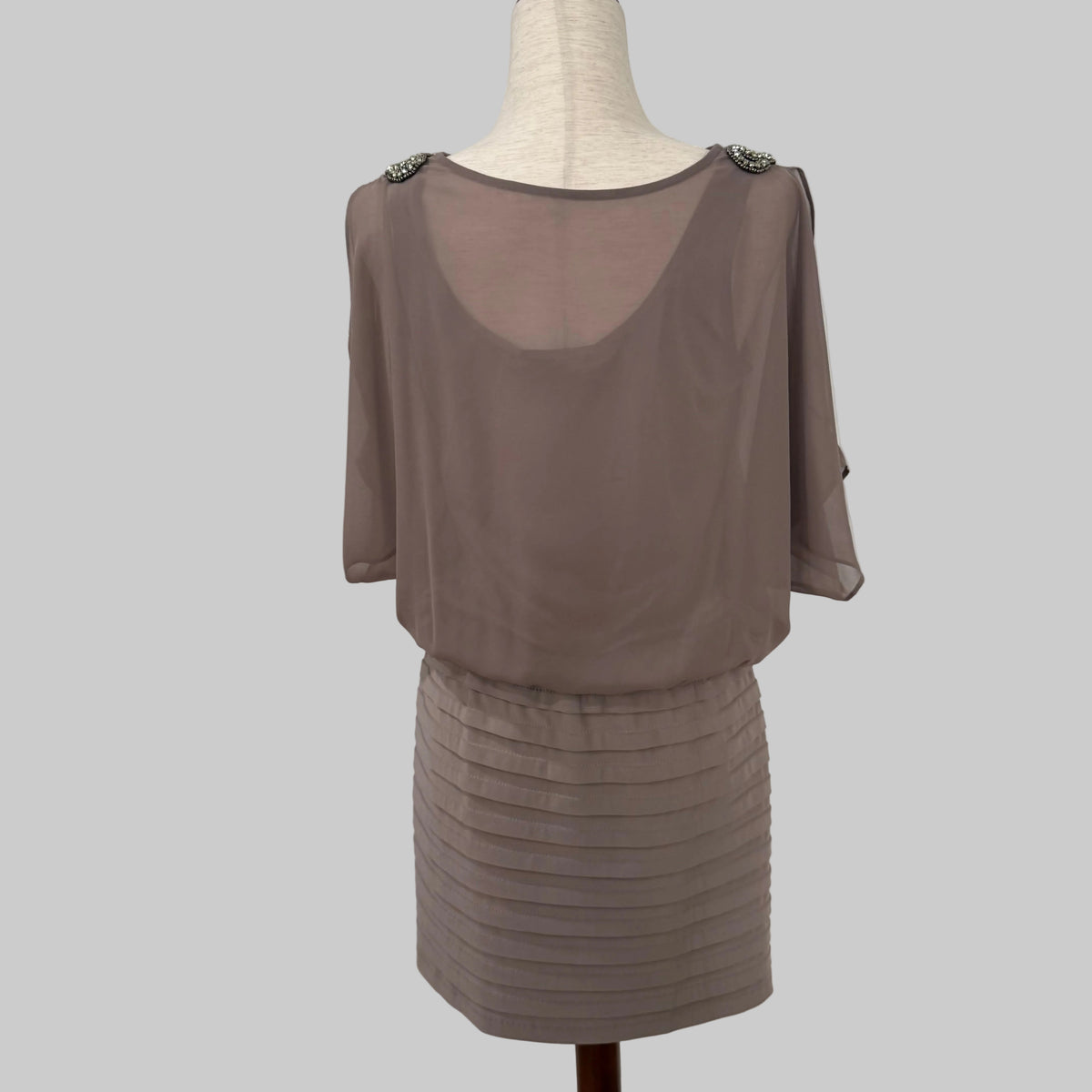 R&M Richards | Taupe Evening Mini Dress Women's 6P