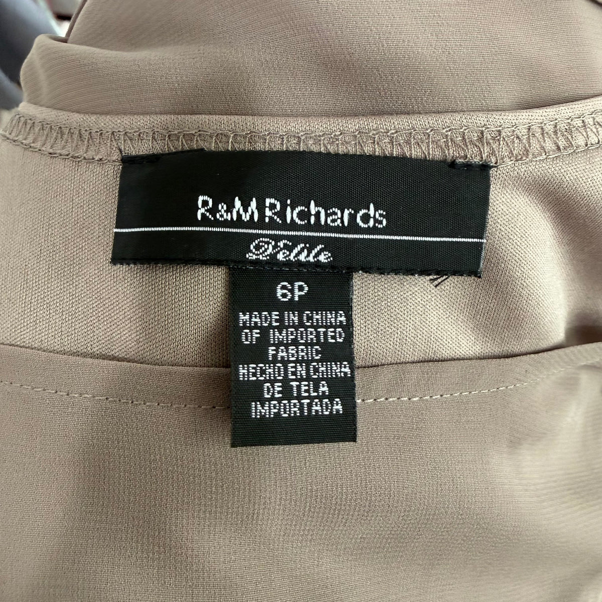 R&M Richards | Taupe Evening Mini Dress Women's 6P