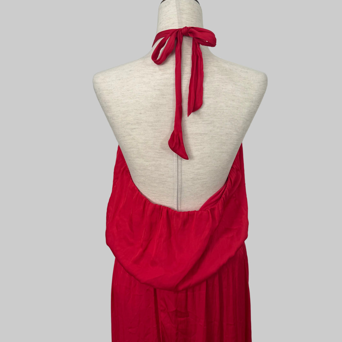 White House Black Market | Red Silky High Low Halter Dress