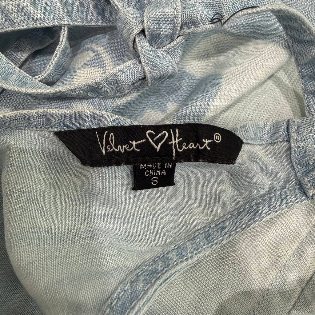 Refashioned | Alice in Wonderland Bleach Painted Denim Dress Women's Small