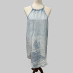 Refashioned | Alice in Wonderland Bleach Painted Denim Dress Women's Small