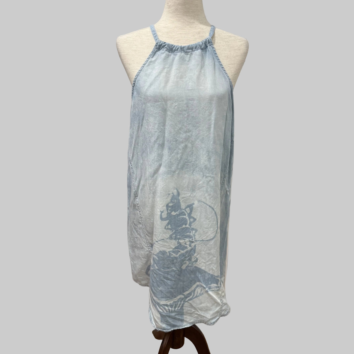 Refashioned | Alice in Wonderland Bleach Painted Denim Dress Women's Small