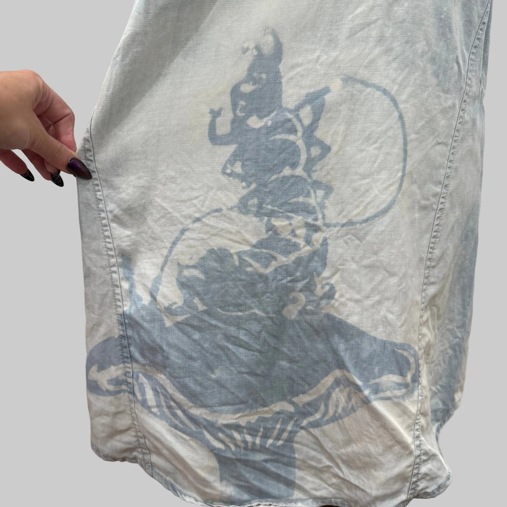 Refashioned | Alice in Wonderland Bleach Painted Denim Dress Women's Small