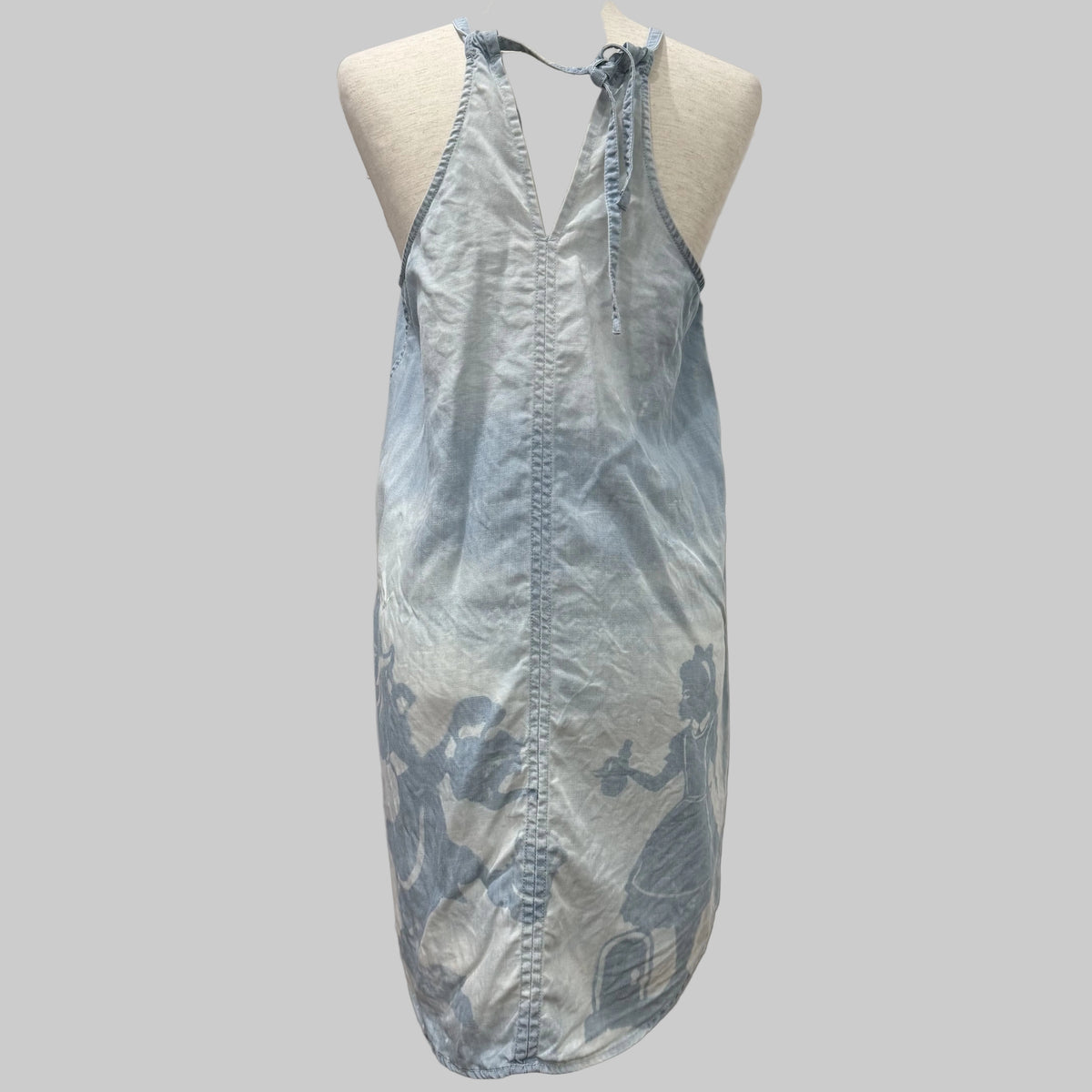 Refashioned | Alice in Wonderland Bleach Painted Denim Dress Women's Small