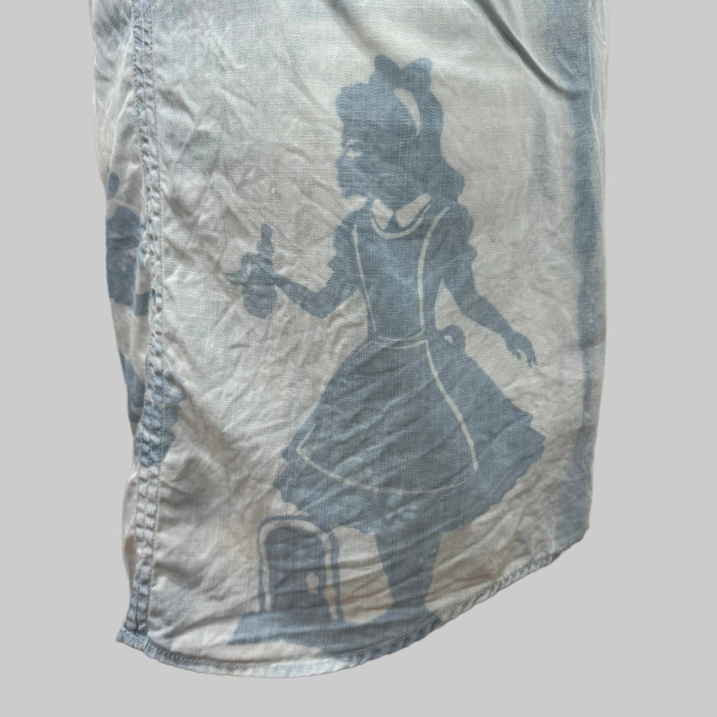 Refashioned | Alice in Wonderland Bleach Painted Denim Dress Women's Small