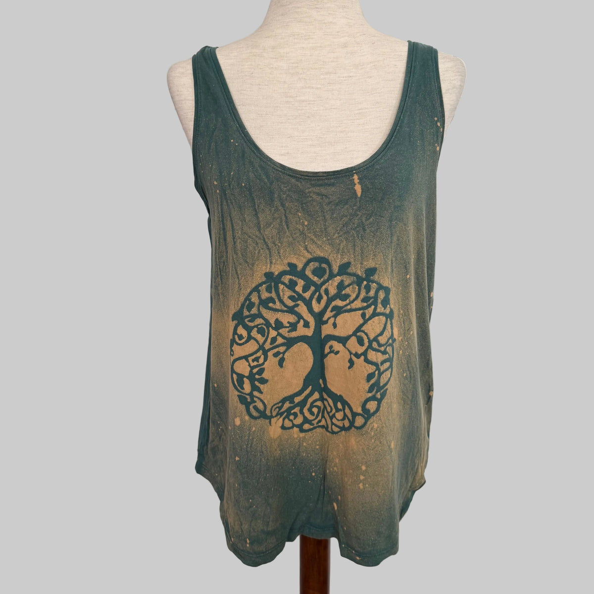 Refashioned Tree of Life Bleach Printed Tank Top Women's Medium