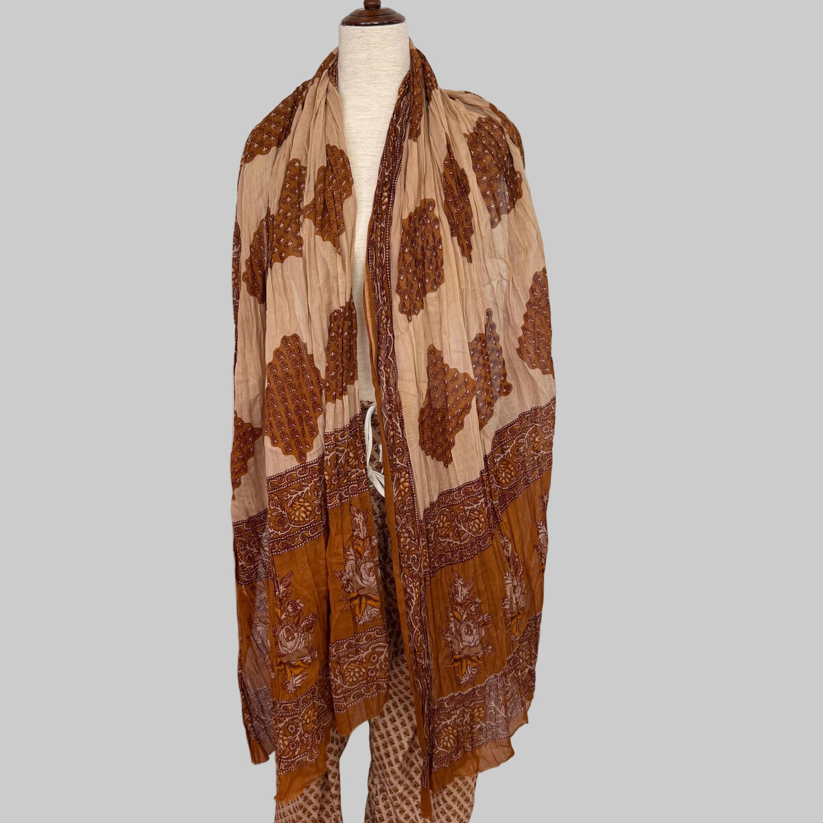 Handmade Kurta 3 Piece Set; Top, Pants, Scarf