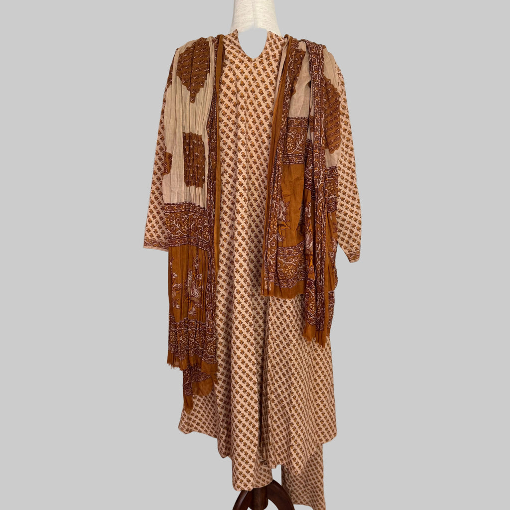 Handmade Kurta 3 Piece Set; Top, Pants, Scarf