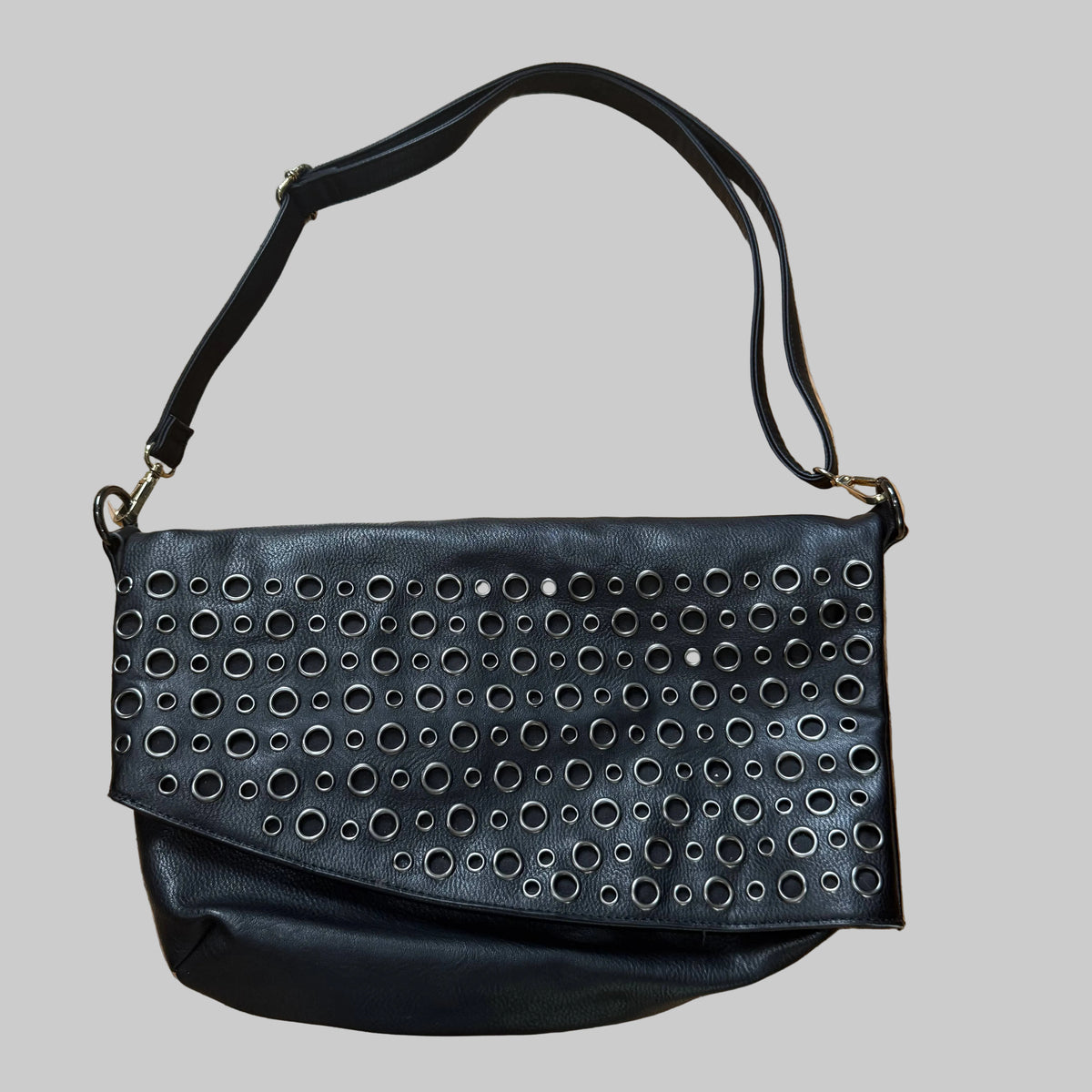 Chinese Laundry | Black Vegan Leather Grommeted Bag