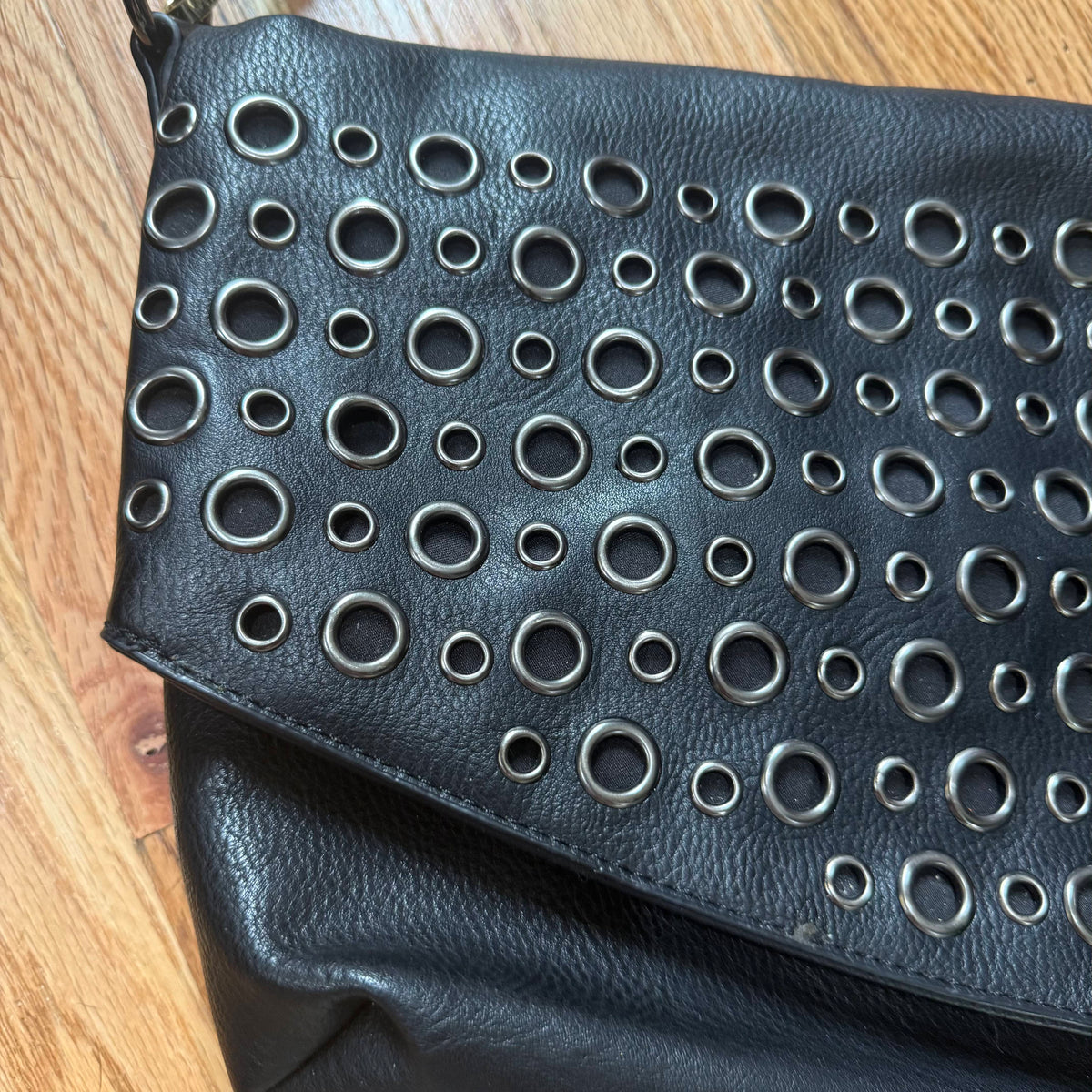 Chinese Laundry | Black Vegan Leather Grommeted Bag